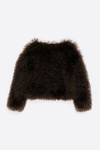 Short dark brown fur pullover coat