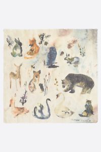 Wool animal watercolor shawl