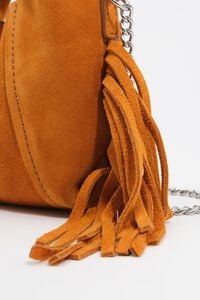 Amber fringed suede micro Paper bag