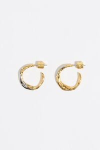 Two-tone textured mini hoop earrings