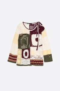 Straight multicolored crochet sweater