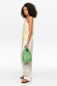 Medium emerald leather Paper bag