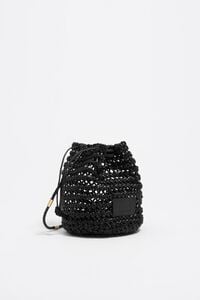 Bolso bucket pequeño piel trenzado negro