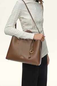 Bolso tote Chihuahua grande piel marr&oacute;n dorado
