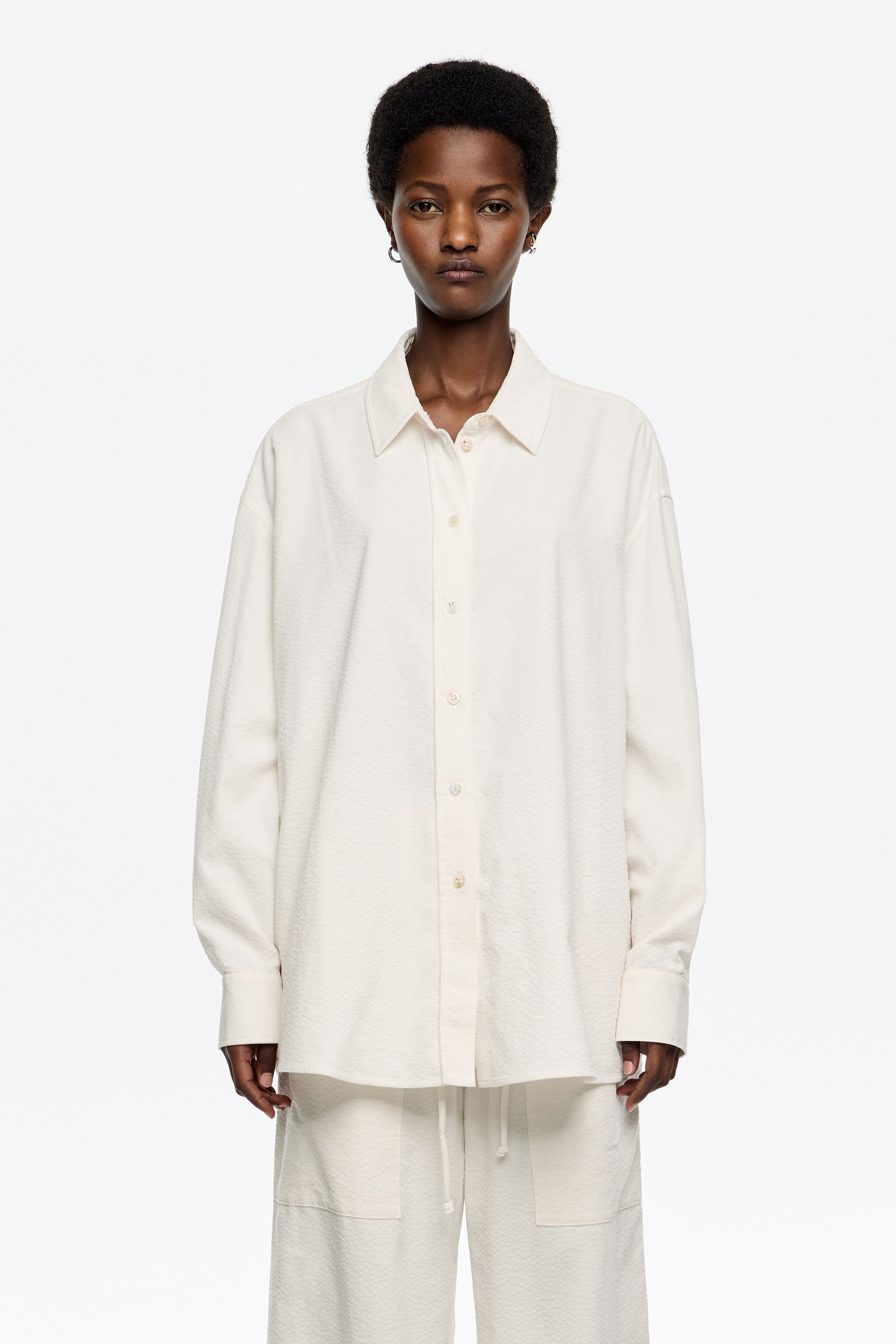 Ivory textured cotton shirt