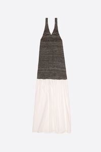 White two-material knit dress