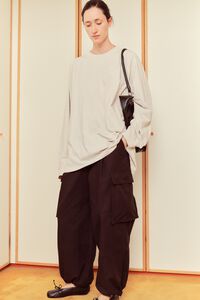 Black wide-leg cargo trousers
