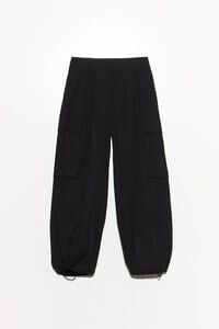 Black wide-leg cargo trousers