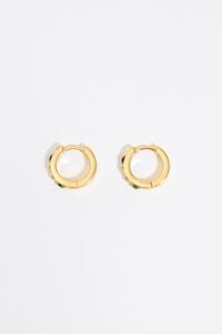 Pendientes aro peque&ntilde;o dorado con cristales multicolores