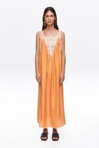 Vestit de tirants de punta de seda taronja