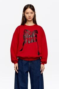 Sudadera larga logo lazo rojo