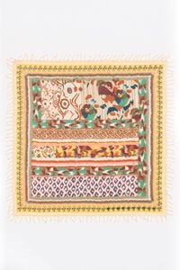 Yellow ikat flower patchwork shawl