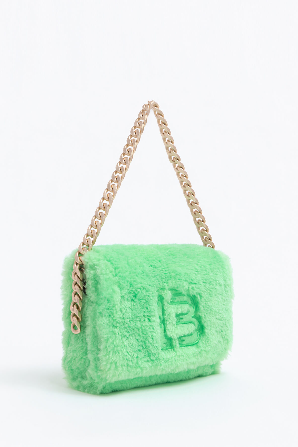 M green fur bag