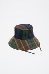 Checked patchwork cotton bucket hat