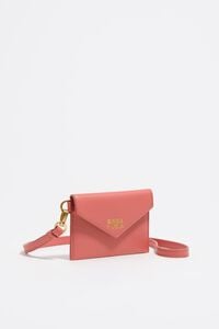 Bubblegum pink leather flap card holder