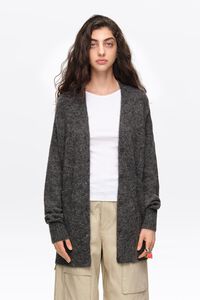 C&aacute;rdigan largo alpaca gris oscuro melange