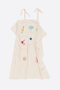 Vestido pañuelo bordados multicolor crema