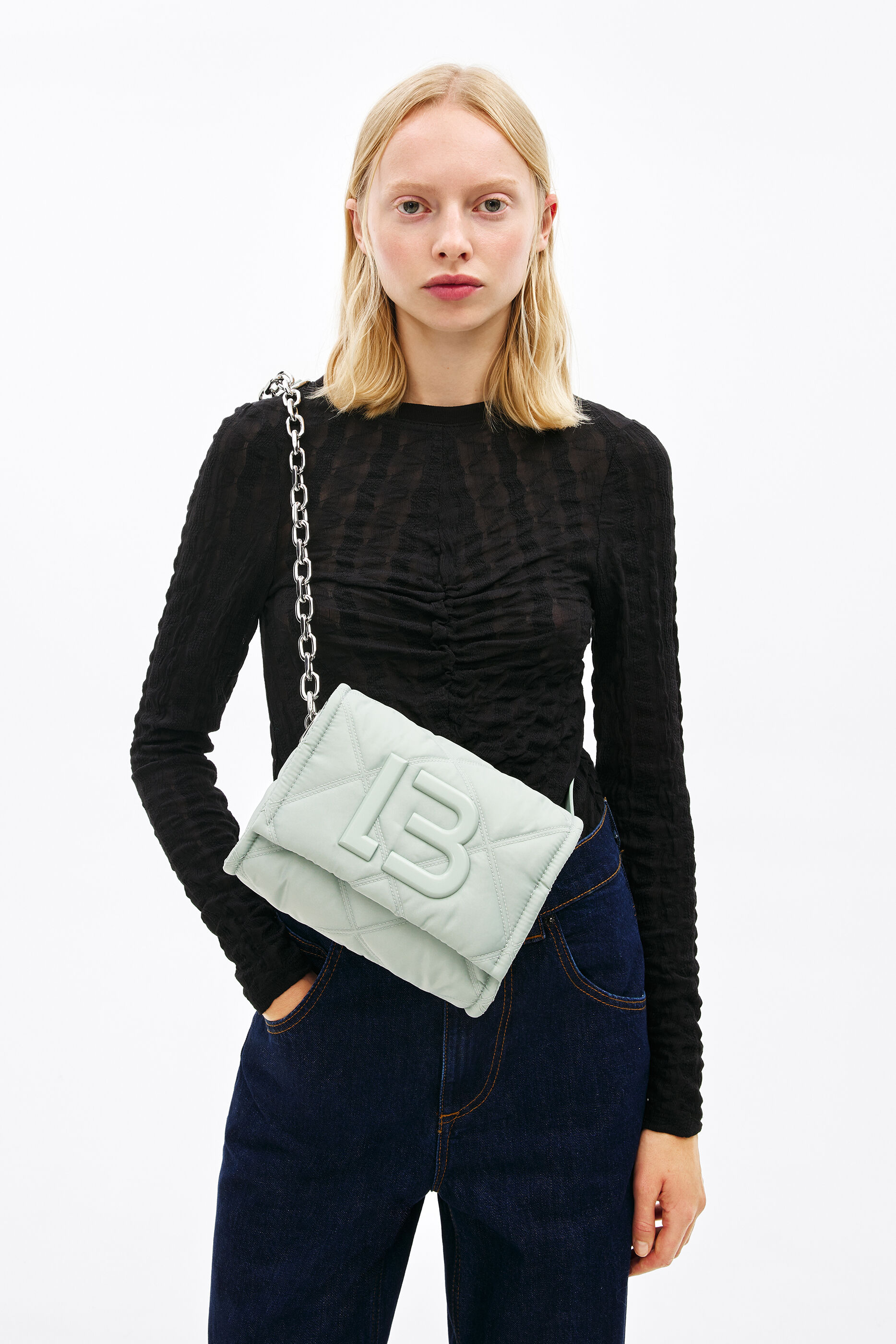 Bolso bandolera S nylon acolchado hielo