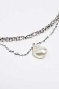 Silver crystals and pearl chain choker