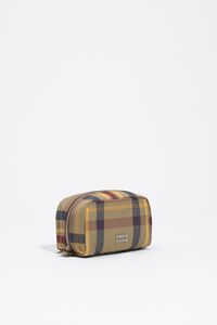 Neceser mini jacquard tart&aacute;n caqui granate