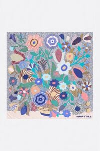 Pa&ntilde;uelo jarr&oacute;n y flores microestampados blanco