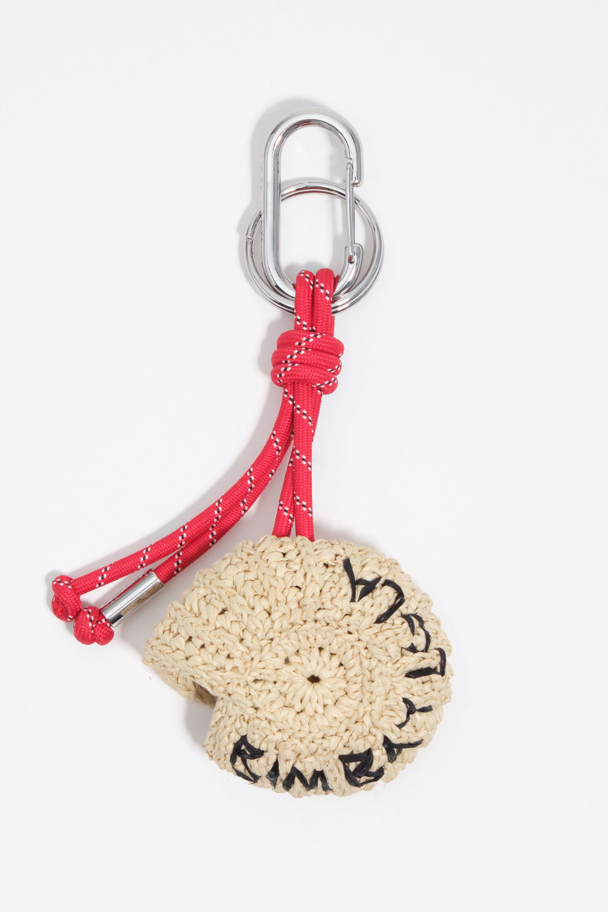 Natural raffia effect seashell key ring
