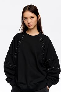 Washed black studded sweatshirt