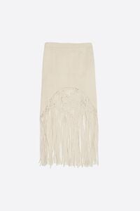 Falda flecos irregulares lino arena