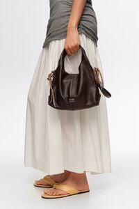 Small coffee leather Paper crossbody bag