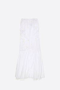 White ruched strapless dress