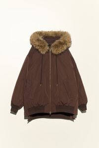 Chocolate puffer bomber jacket
