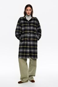 Black checked double-face coat