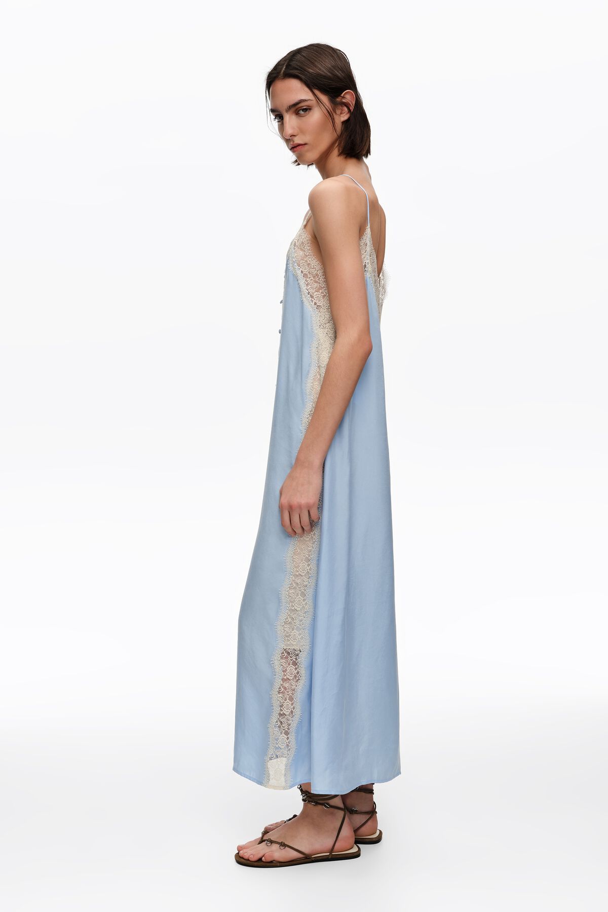 blue and tan lace dress Kiyonna Luna Lace Dress
