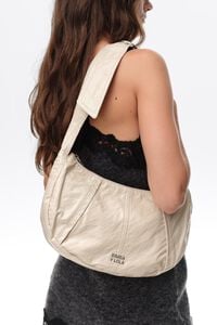 Medium shiny greige Moon bag