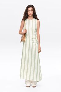 Green sleeveless midi dress