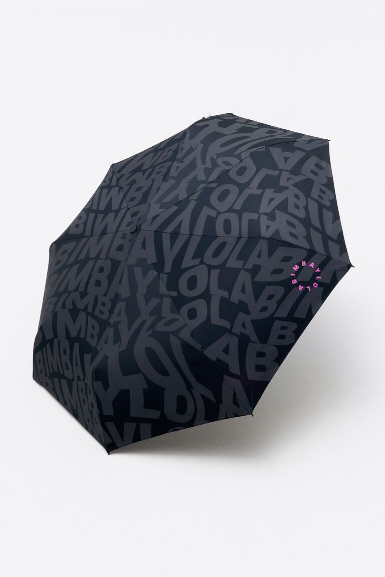 BIMBA Y Lola Black Umbrella Fuchsia Handle Un
