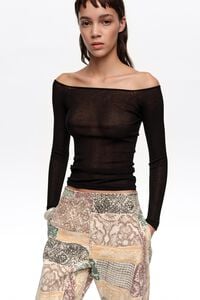 BARREL - Ivory Lace jeans with buckle