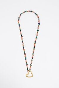 Matte gold heart and stones necklace