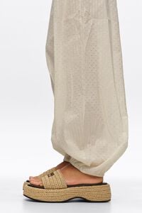 Beige raffia platform sandal