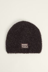 Brown lurex blend knit hat