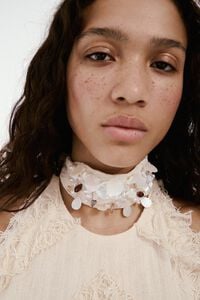 Ivory woven choker necklace with pearls