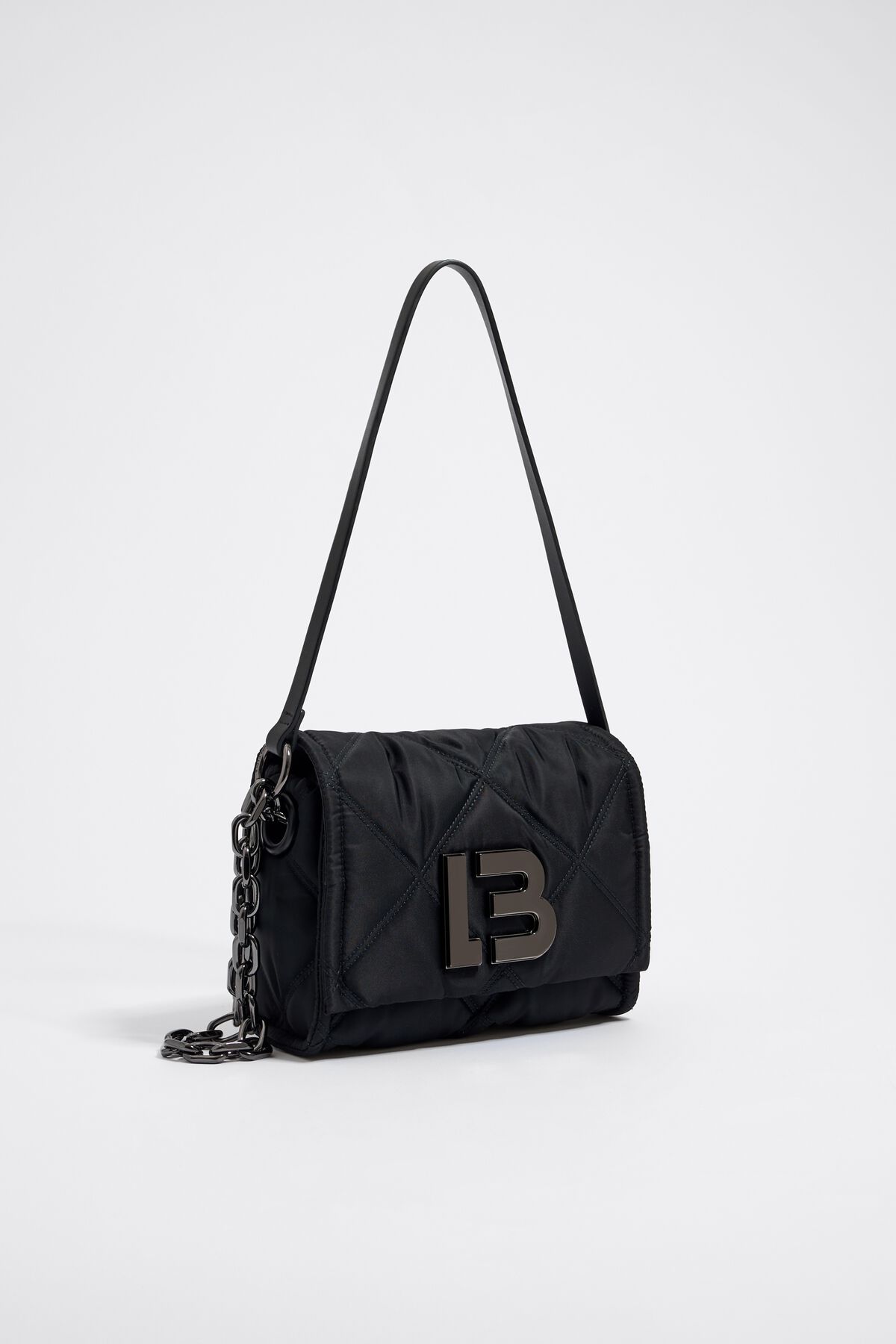 M black nylon crossbody bag with flap