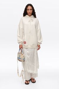White embroidered oversize hoodie