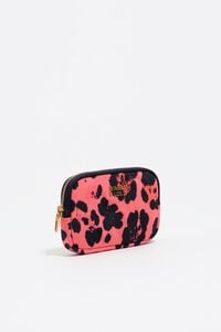 Electric pink Leopard print nylon coin purse