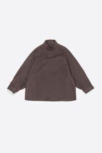 Dark brown cotton/wool mandarin collar shirt
