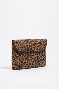 Teak Leopard print nylon 13.5" laptop sleeve