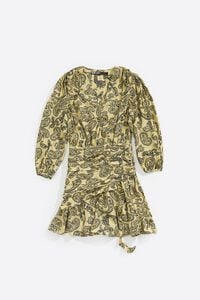 Vestido mini vuelo paisley amarillo