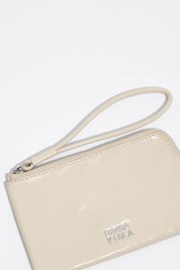 Cream shiny leather coin purse