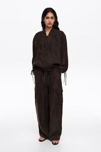 Washed black fluid cargo trousers