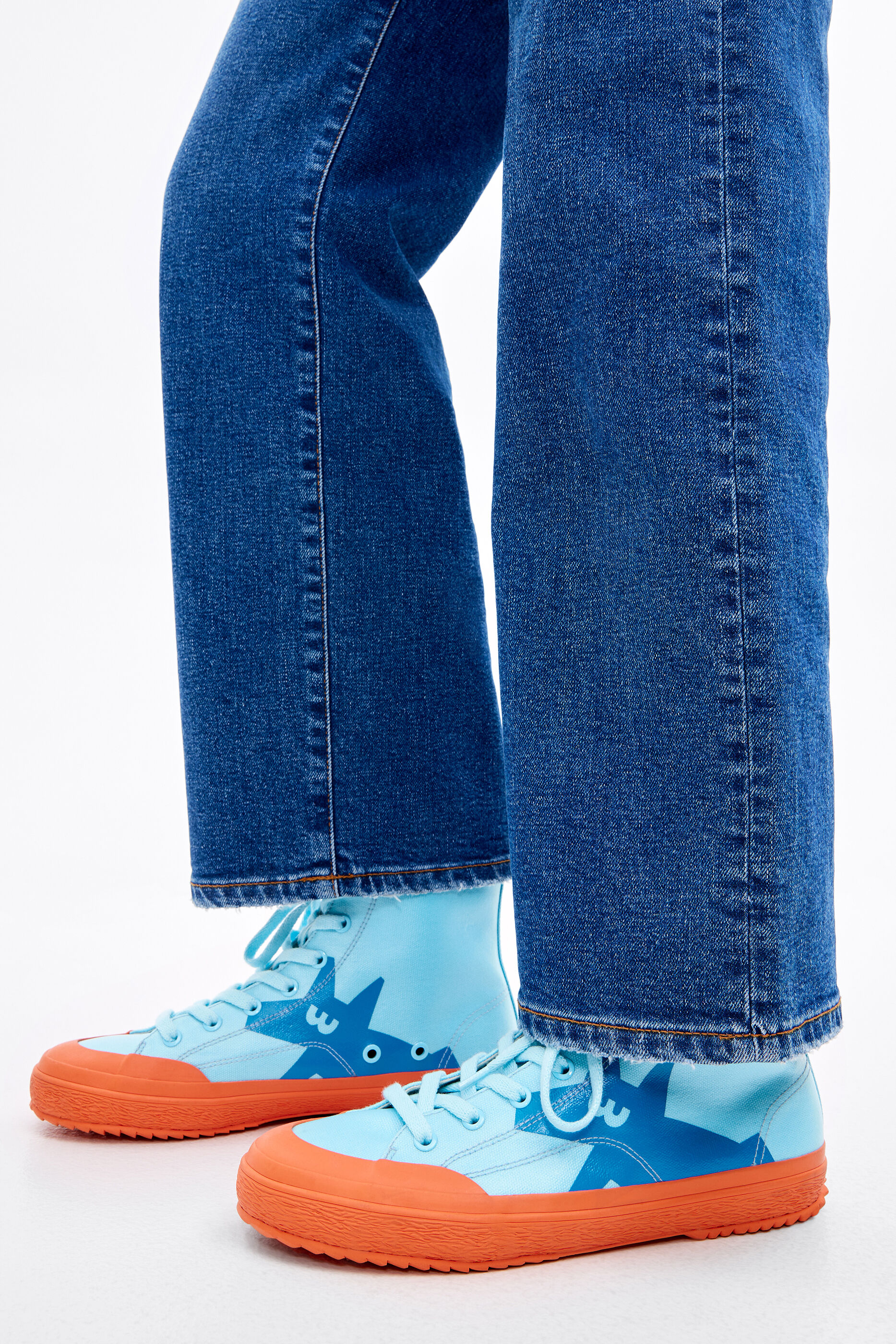 Sneaker hoog canvas turquoise